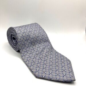 Brooks Brothers 346 Silk Tie Geometric Horsebit Pattern Blue Grey Preppy Necktie